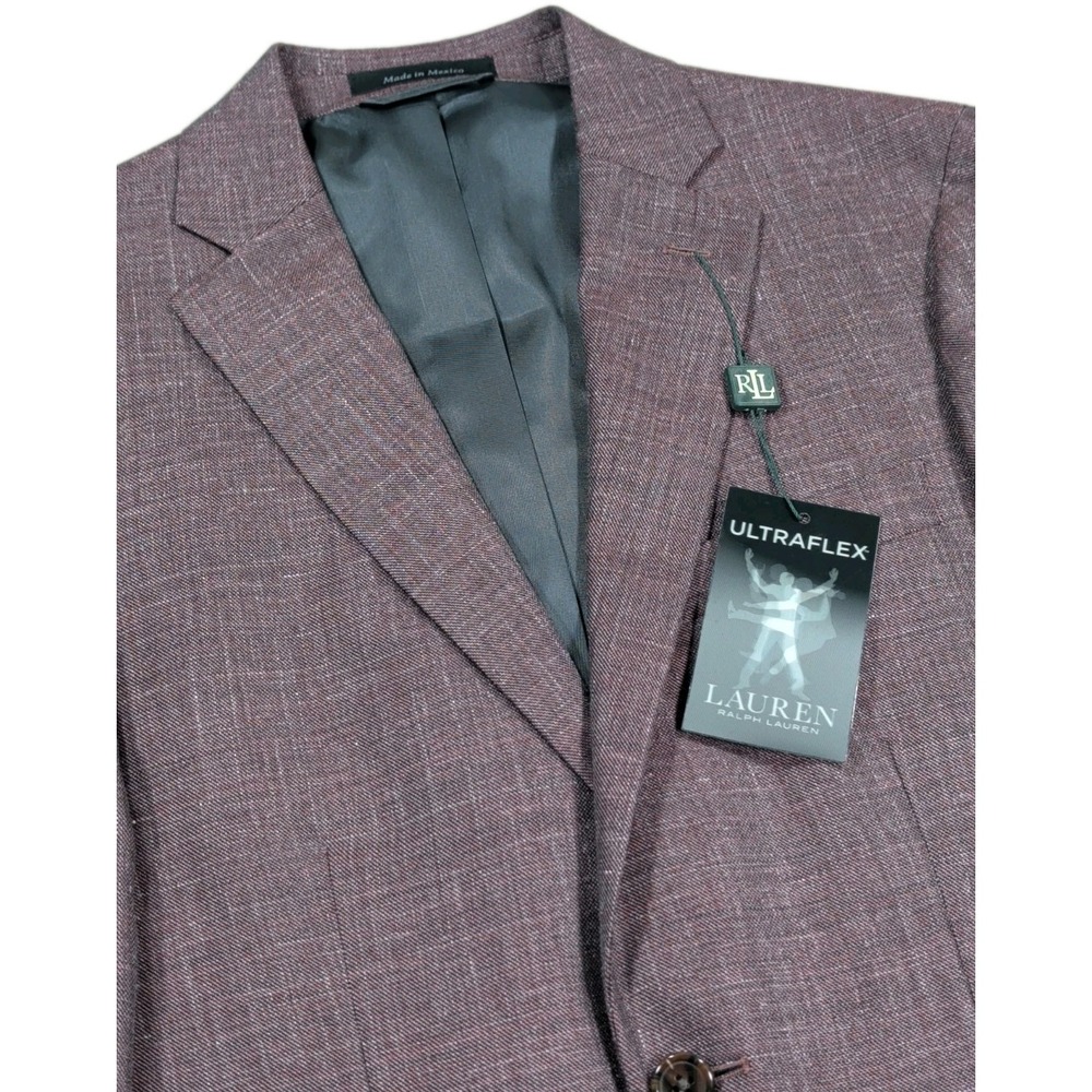 Lauren Ralph Lauren Sport Coat Blazer Jacket 38R Light Burgundy Wool Silk Linen